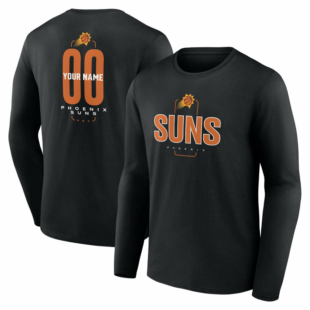 NBA - Phoenix Suns Center Court Name & Number Custom Long Sleeve T-Shirt - Black