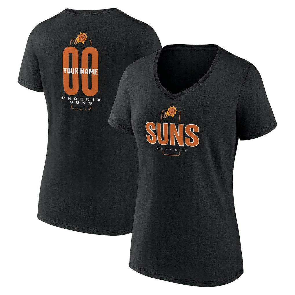 NBA - Phoenix Suns Women's Center Court Name & Number Custom V-Neck T-Shirt - Black