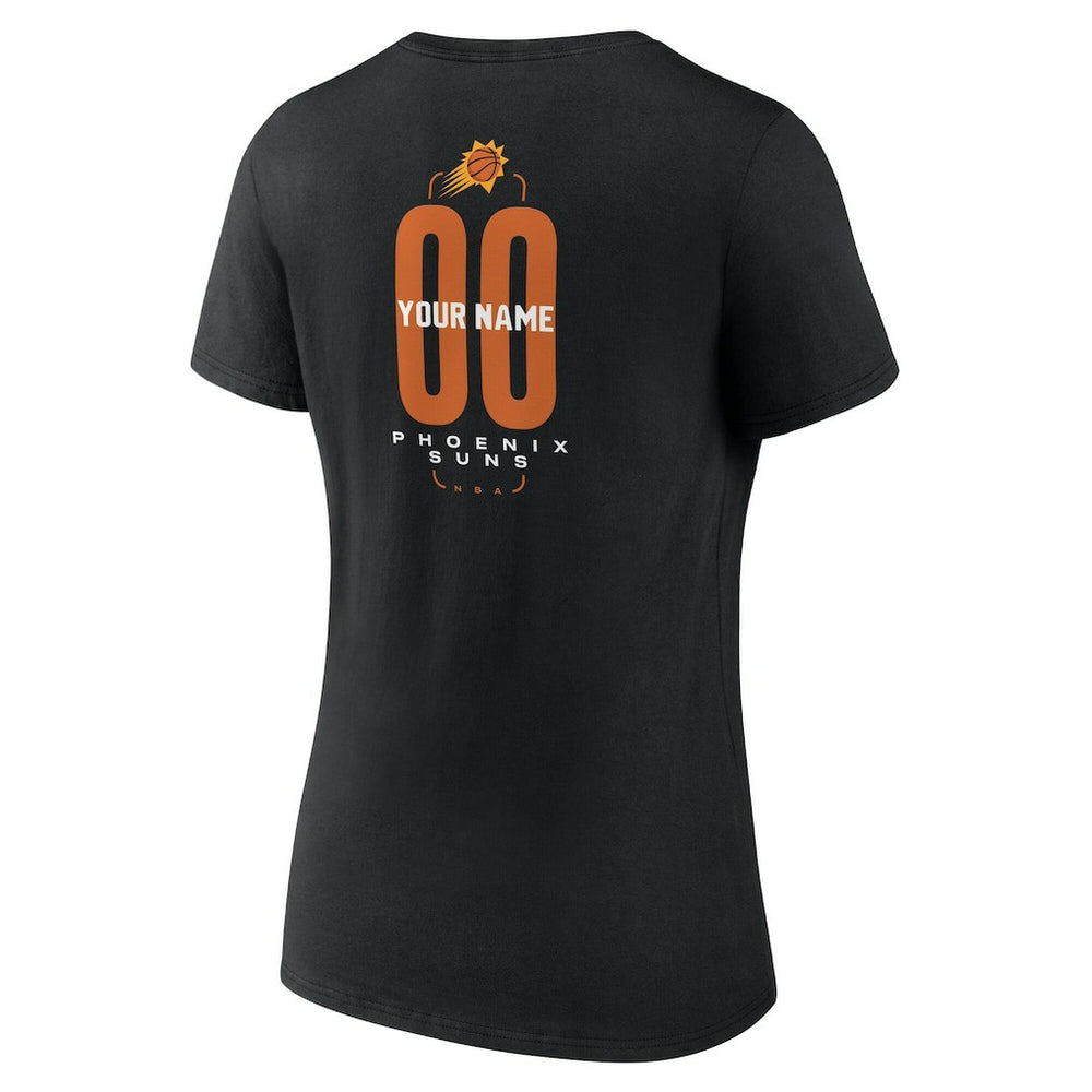 NBA - Phoenix Suns Women's Center Court Name & Number Custom V-Neck T-Shirt - Black