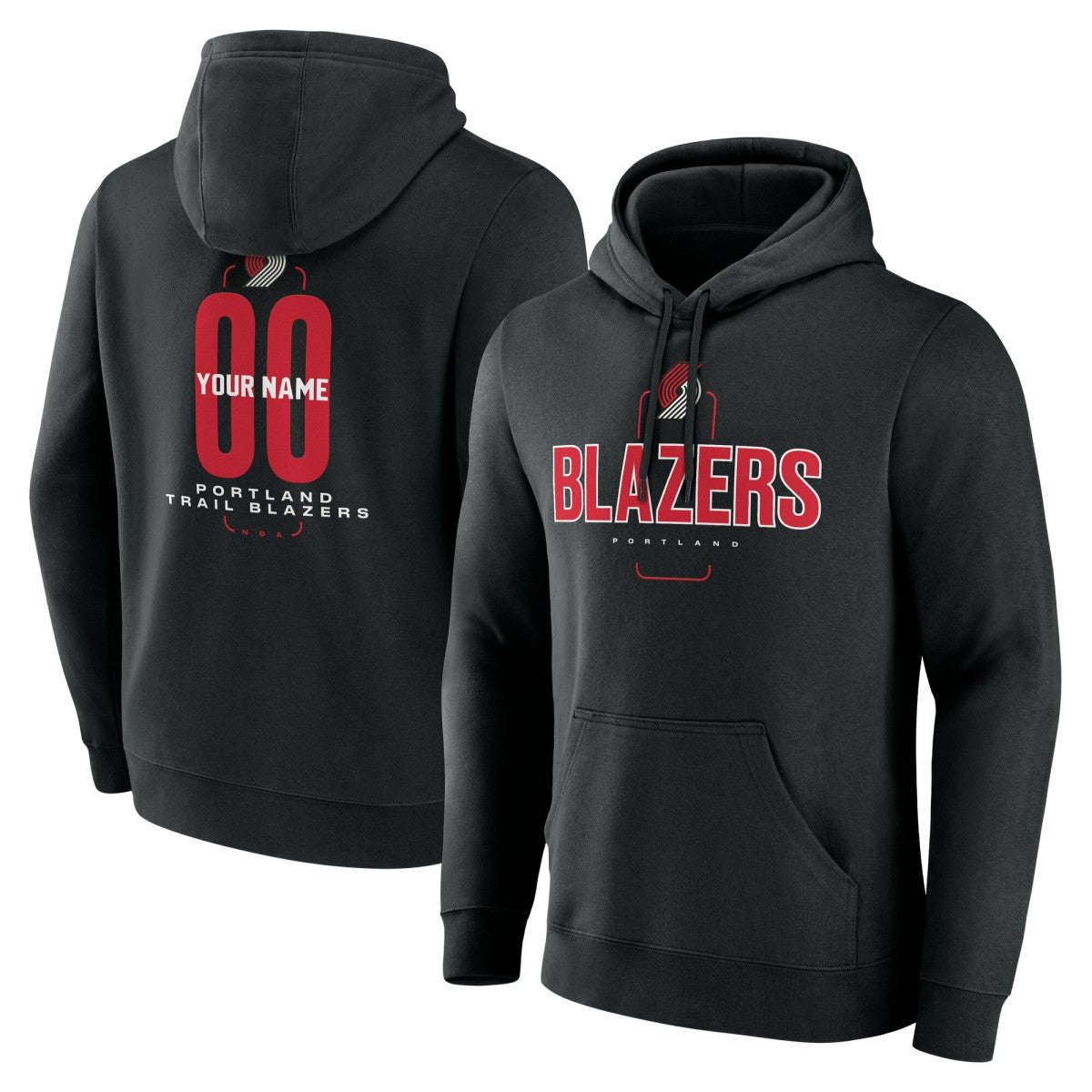 NBA - Portland Trail Blazers Center Court Name & Number Custom Hoodie - Black