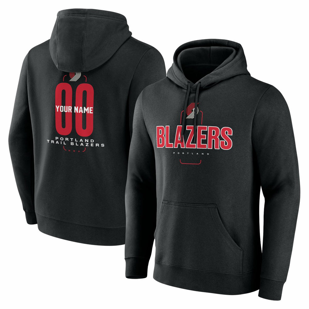 NBA - Portland Trail Blazers Center Court Name & Number Custom Hoodie - Black