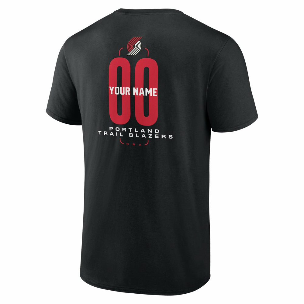 NBA - Portland Trail Blazers Center Court Name & Number Custom T-Shirt - Black