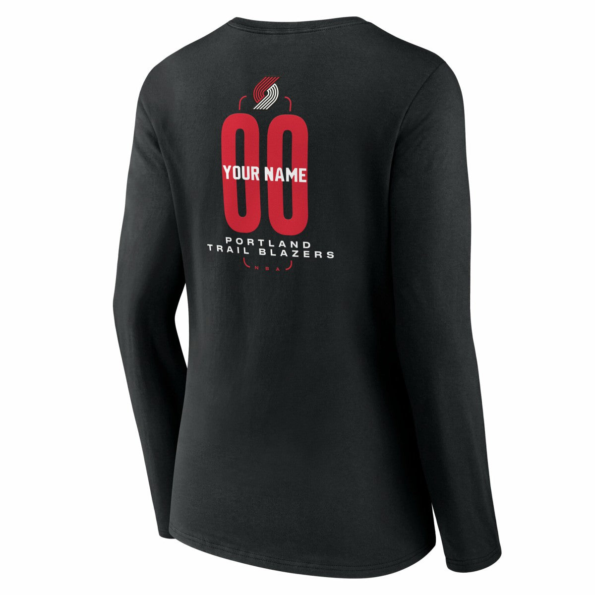 NBA - Portland Trail Blazers Women's Center Court Name & Number Custom Long Sleeve V-Neck T-Shirt - Black