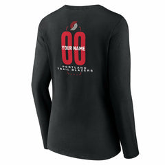 NBA - Portland Trail Blazers Women's Center Court Name & Number Custom Long Sleeve V-Neck T-Shirt - Black