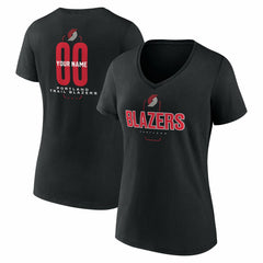 NBA - Portland Trail Blazers Women's Center Court Name & Number Custom V-Neck T-Shirt - Black