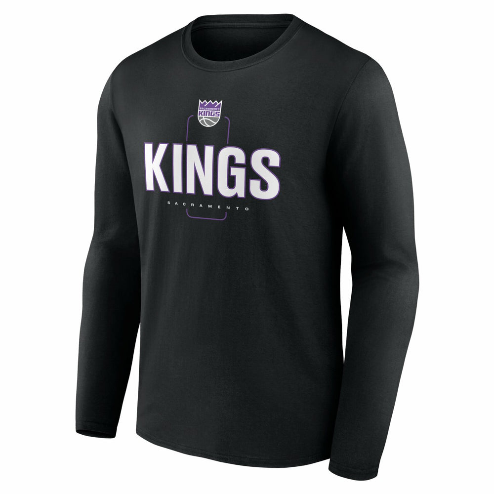 NBA - Sacramento Kings Center Court Name & Number Custom Long Sleeve T-Shirt - Black