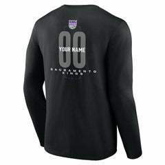 NBA - Sacramento Kings Center Court Name & Number Custom Long Sleeve T-Shirt - Black