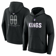 NBA - Sacramento Kings Center Court Name & Number Custom Hoodie - Black