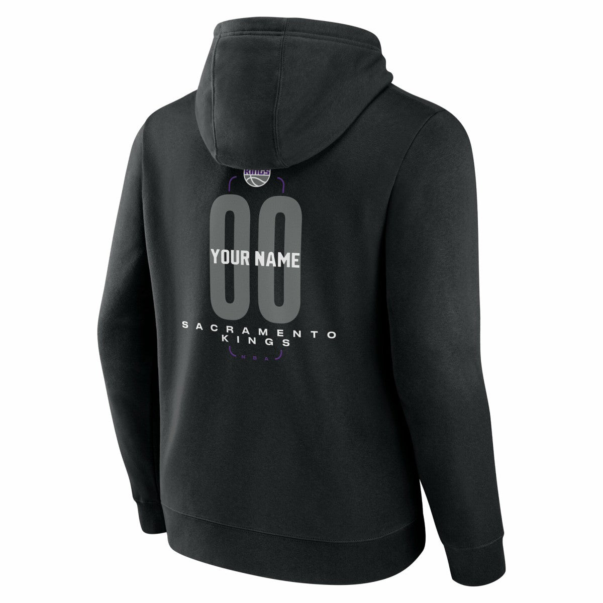 NBA - Sacramento Kings Center Court Name & Number Custom Hoodie - Black
