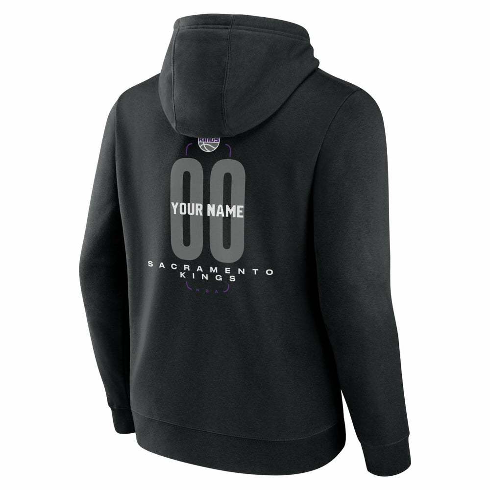 NBA - Sacramento Kings Center Court Name & Number Custom Hoodie - Black