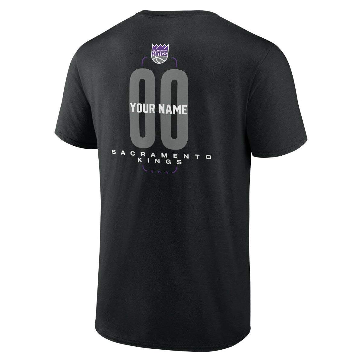 NBA - Sacramento Kings Center Court Name & Number Custom T-Shirt - Black