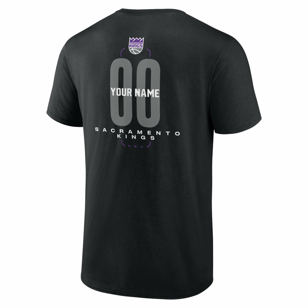 NBA - Sacramento Kings Center Court Name & Number Custom T-Shirt - Black