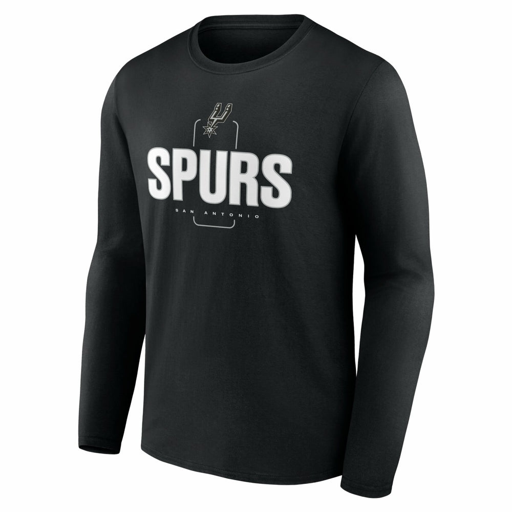 NBA - San Antonio Spurs Center Court Name & Number Custom Long Sleeve T-Shirt - Black