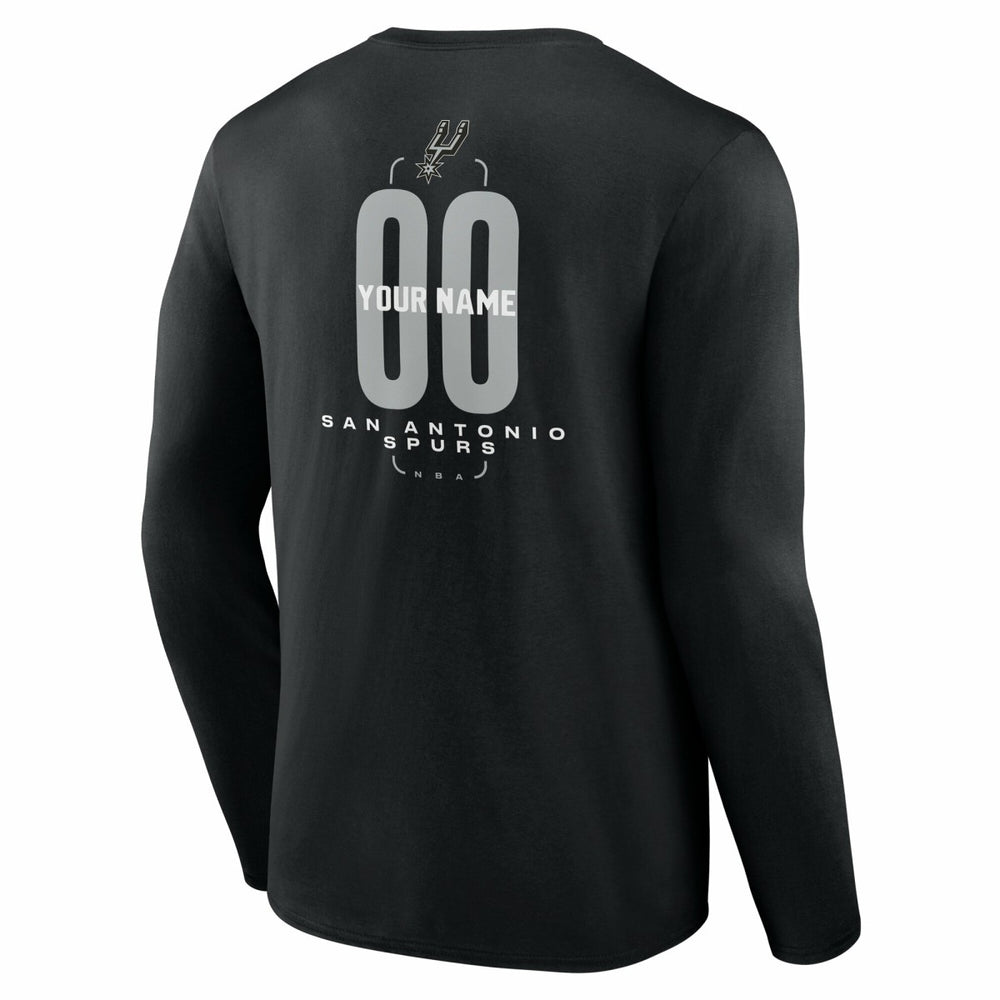 NBA - San Antonio Spurs Center Court Name & Number Custom Long Sleeve T-Shirt - Black