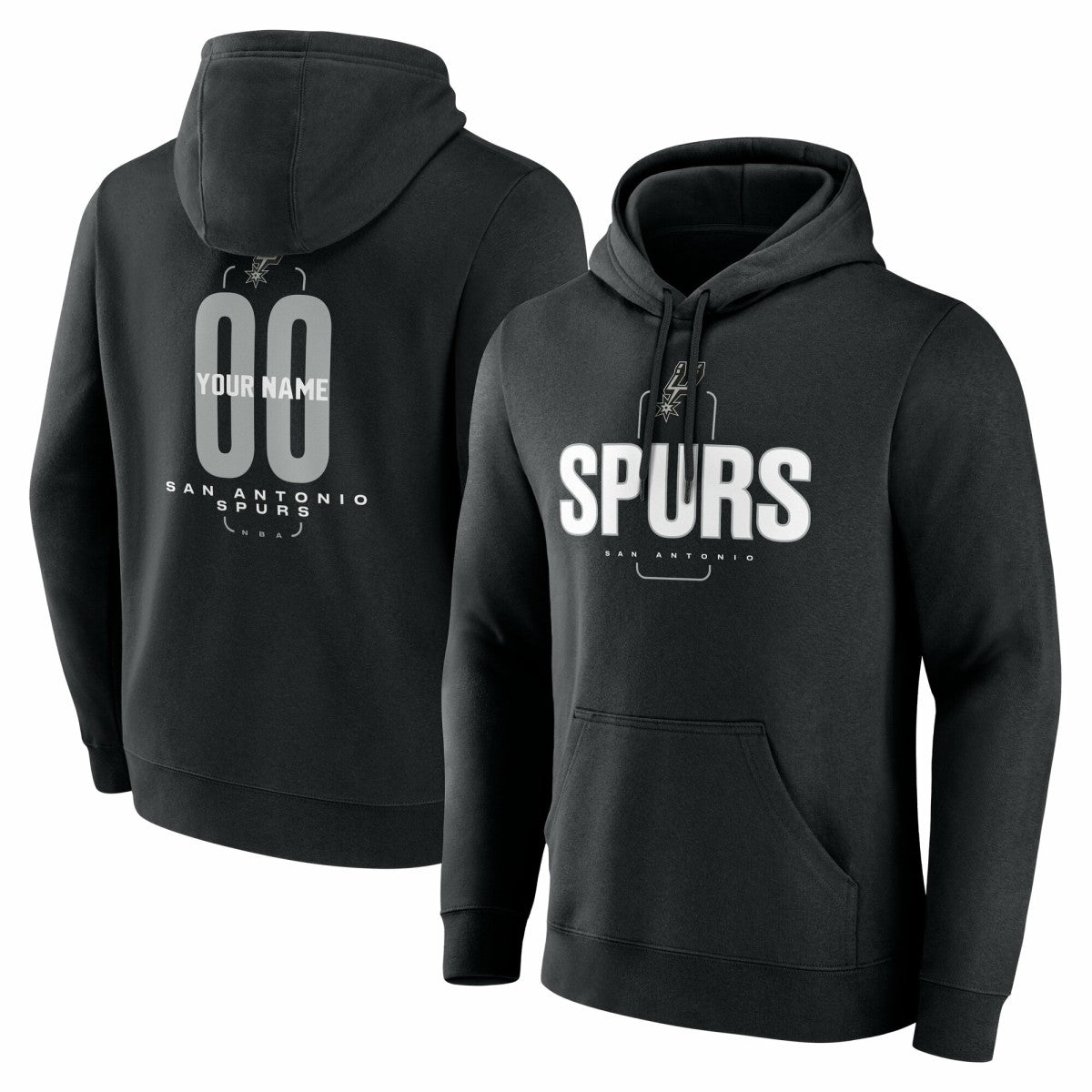 NBA - San Antonio Spurs Center Court Name & Number Custom Hoodie - Black