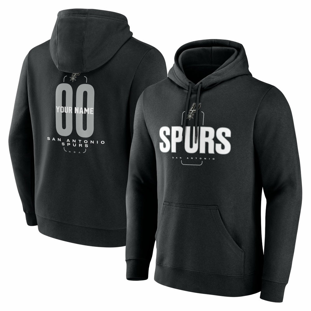 NBA - San Antonio Spurs Center Court Name & Number Custom Hoodie - Black