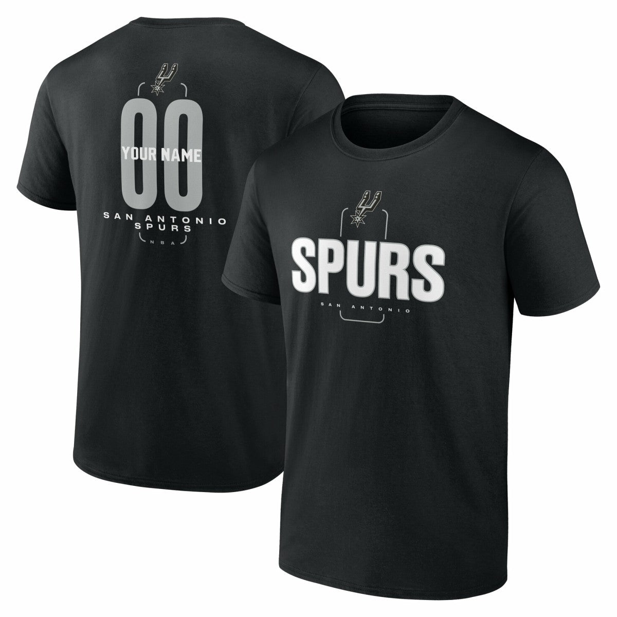 NBA - San Antonio Spurs Center Court Name & Number Custom T-Shirt - Black