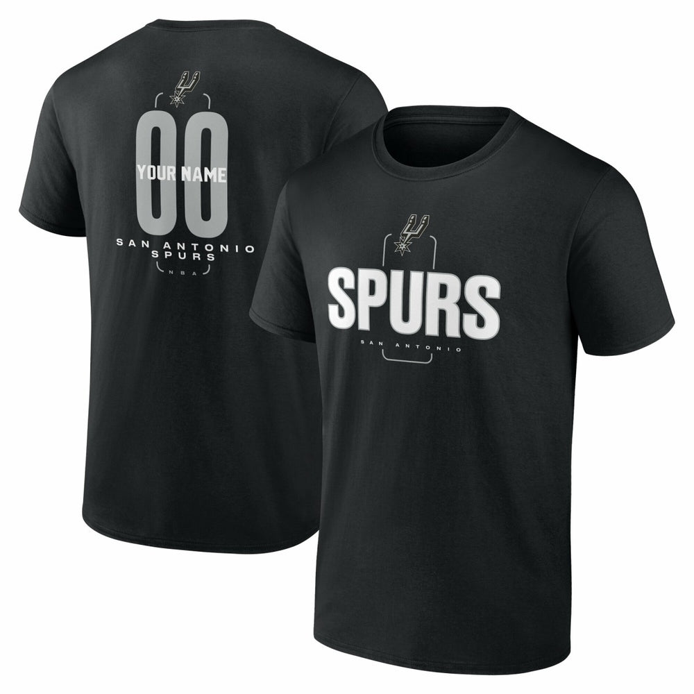NBA - San Antonio Spurs Center Court Name & Number Custom T-Shirt - Black