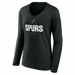 NBA - San Antonio Spurs Women's Center Court Name & Number Custom Long Sleeve V-Neck T-Shirt - Black