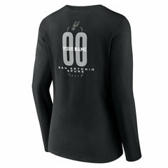 NBA - San Antonio Spurs Women's Center Court Name & Number Custom Long Sleeve V-Neck T-Shirt - Black