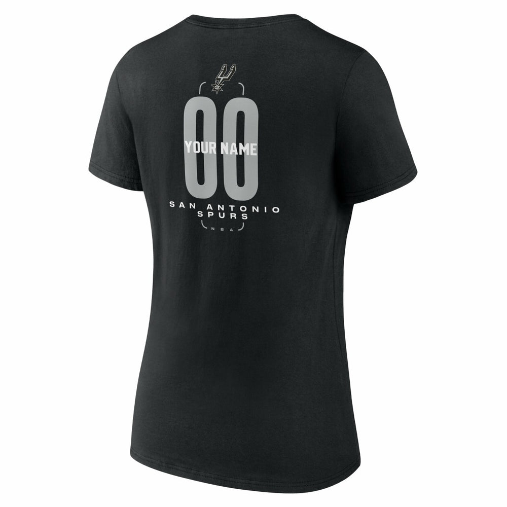 NBA - San Antonio Spurs Women's Center Court Name & Number Custom V-Neck T-Shirt - Black