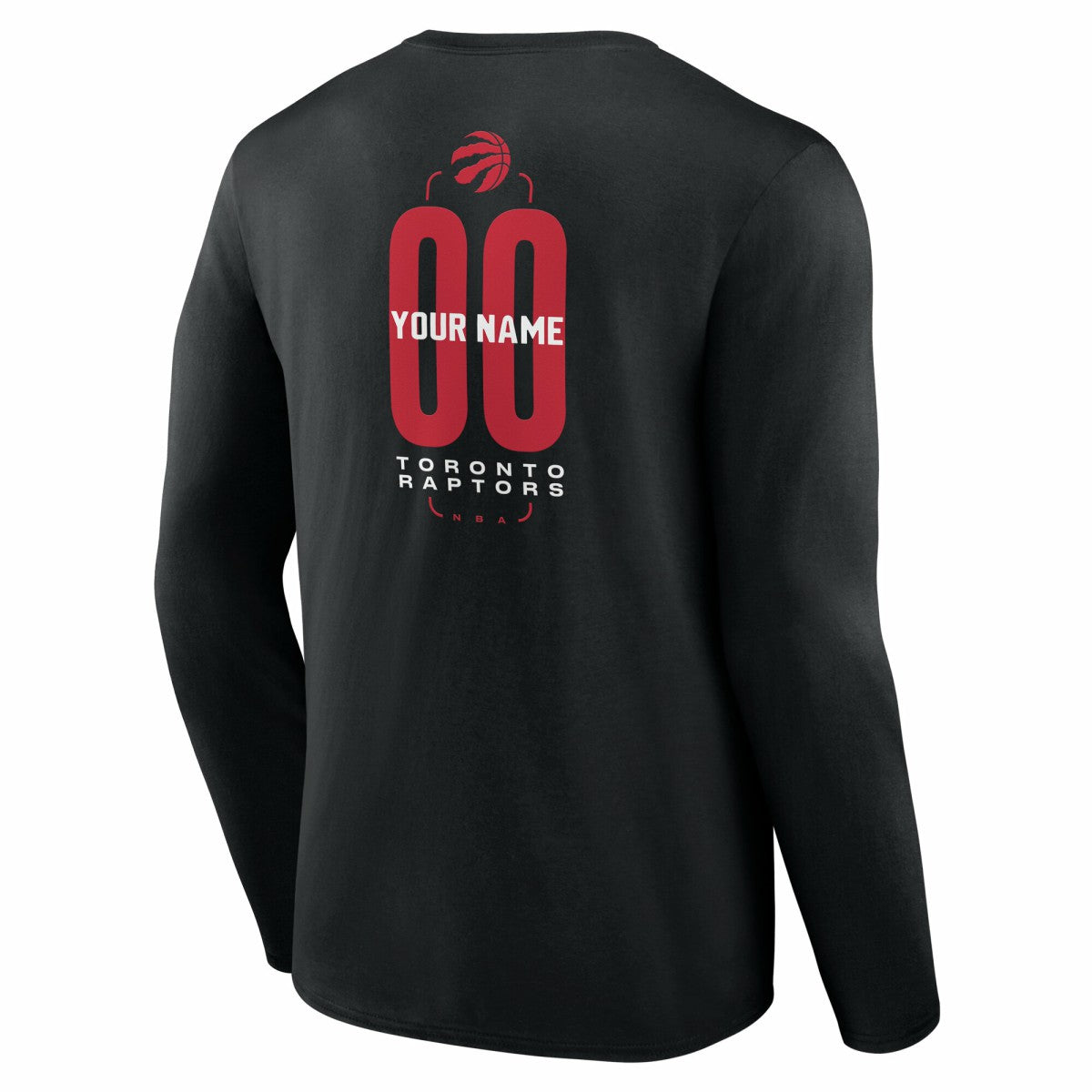 NBA - Toronto Raptors Center Court Name & Number Custom Long Sleeve T-Shirt - Black