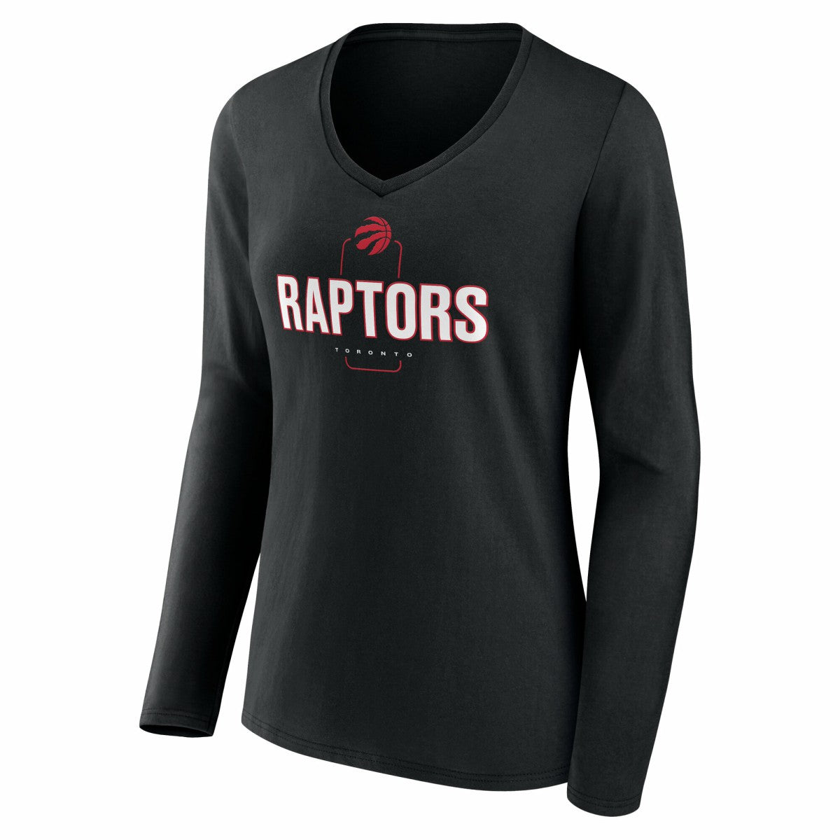 NBA - Toronto Raptors Women's Center Court Name & Number Custom Long Sleeve V-Neck T-Shirt - Black