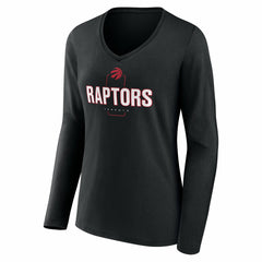 NBA - Toronto Raptors Women's Center Court Name & Number Custom Long Sleeve V-Neck T-Shirt - Black