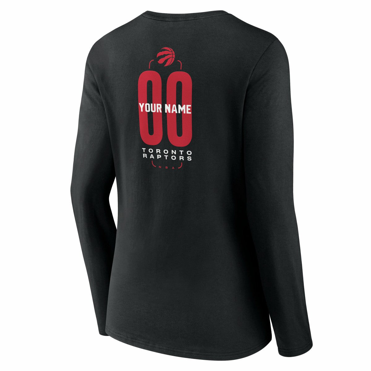 NBA - Toronto Raptors Women's Center Court Name & Number Custom Long Sleeve V-Neck T-Shirt - Black