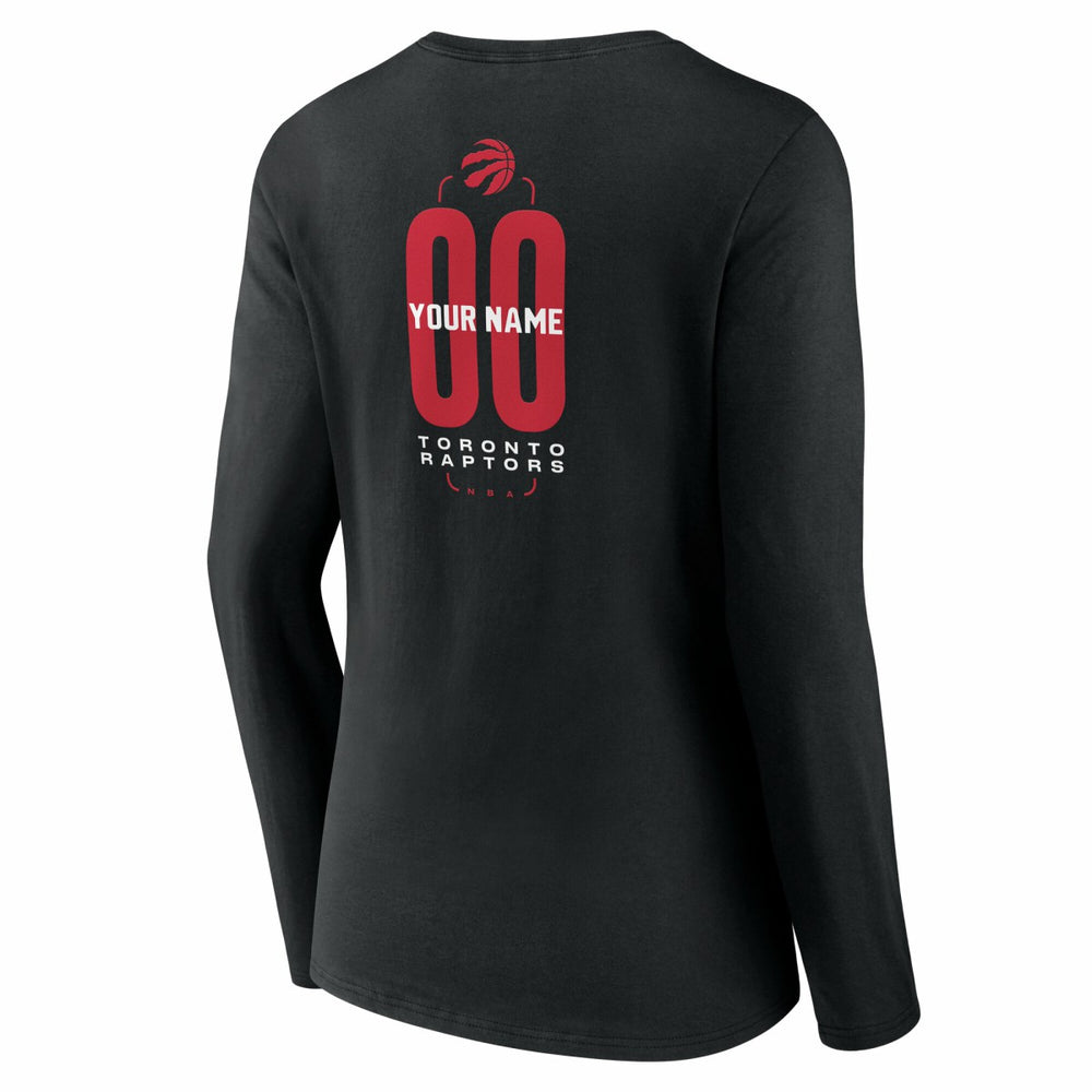 NBA - Toronto Raptors Women's Center Court Name & Number Custom Long Sleeve V-Neck T-Shirt - Black
