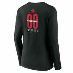 NBA - Toronto Raptors Women's Center Court Name & Number Custom Long Sleeve V-Neck T-Shirt - Black