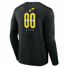 NBA - Utah Jazz Center Court Name & Number Custom Long Sleeve T-Shirt - Black