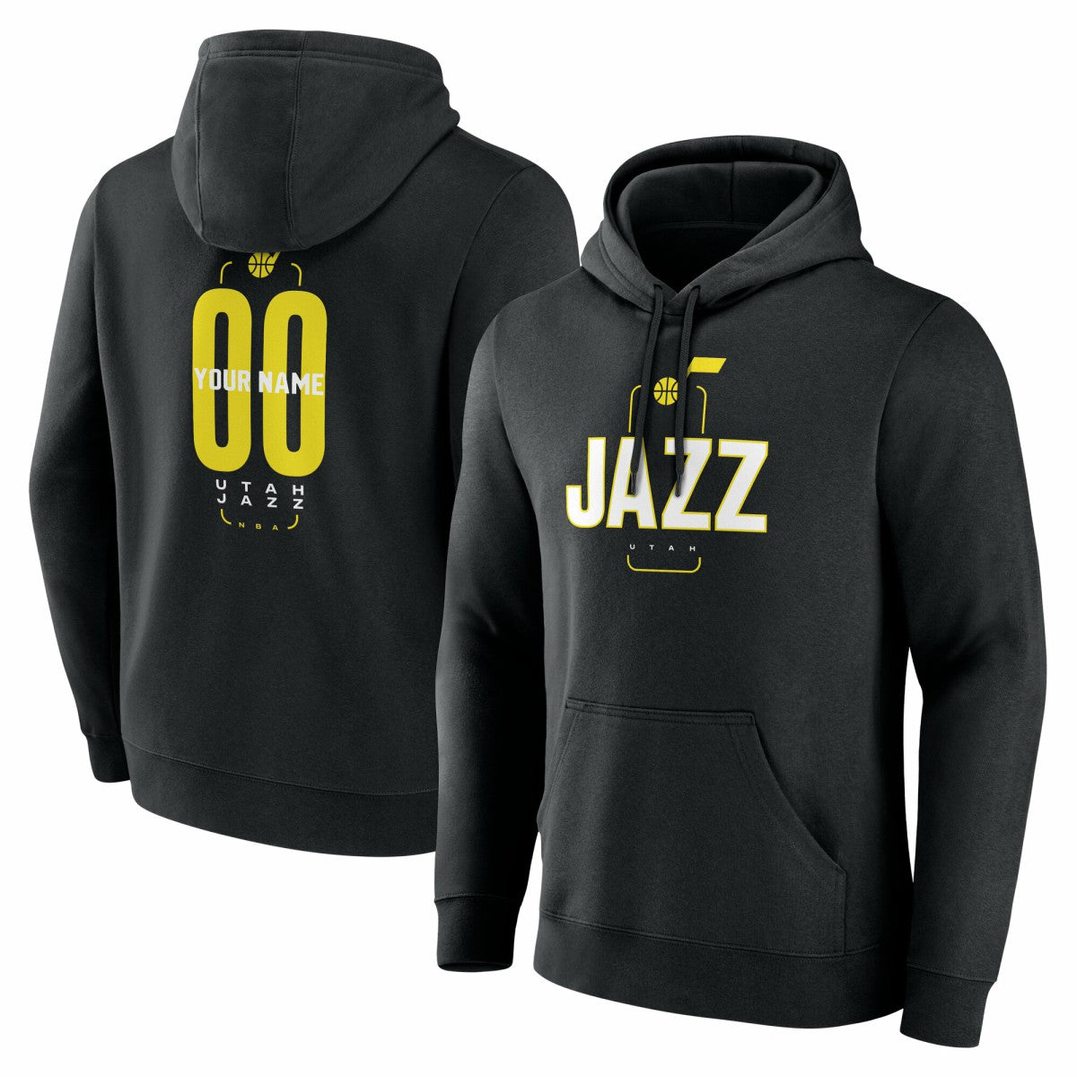 NBA - Utah Jazz Center Court Name & Number Custom Hoodie - Black