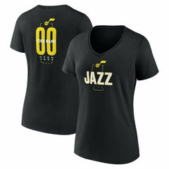 NBA - Utah Jazz Women's Center Court Name & Number Custom V-Neck T-Shirt - Black