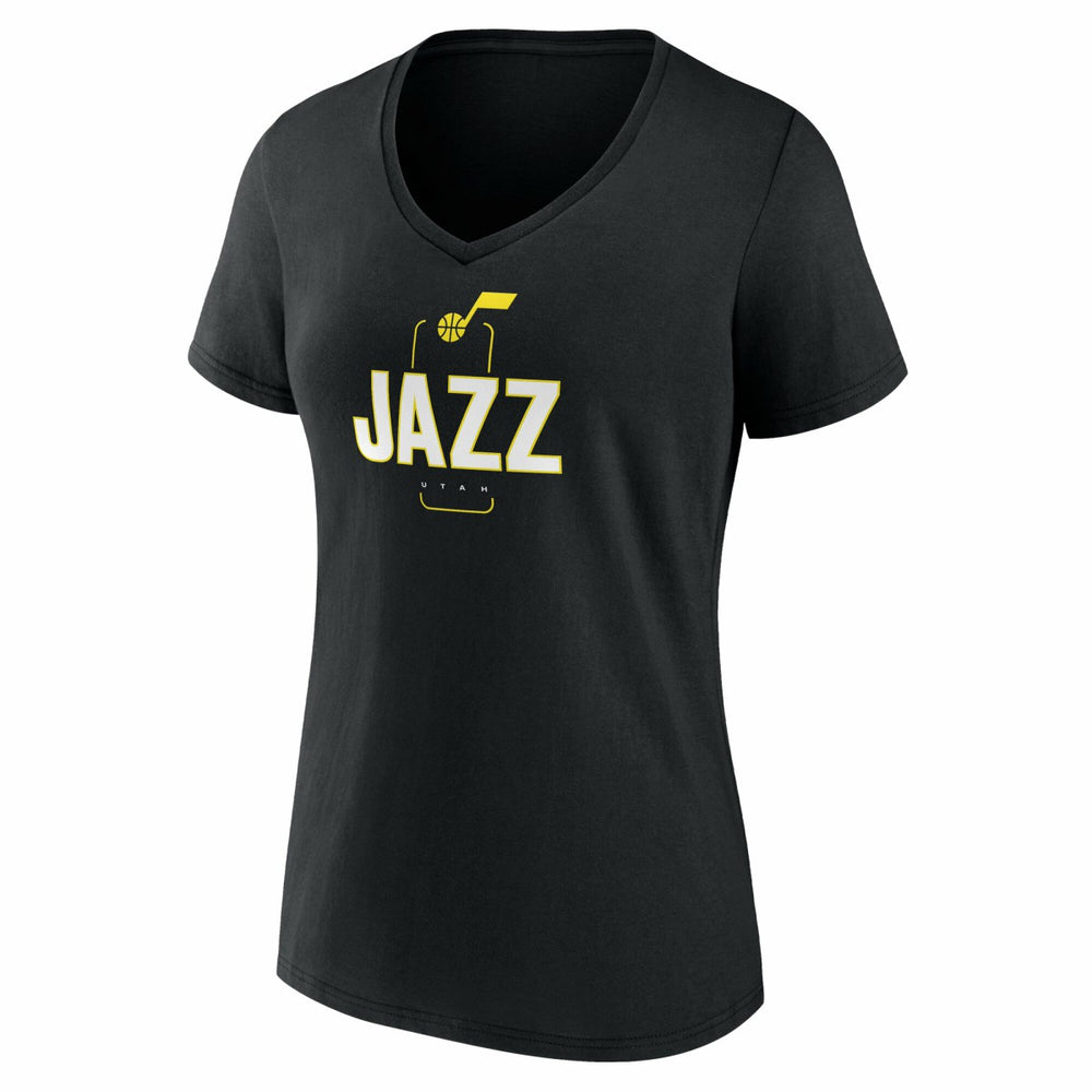 NBA - Utah Jazz Women's Center Court Name & Number Custom V-Neck T-Shirt - Black