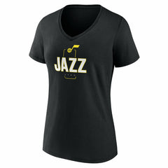 NBA - Utah Jazz Women's Center Court Name & Number Custom V-Neck T-Shirt - Black