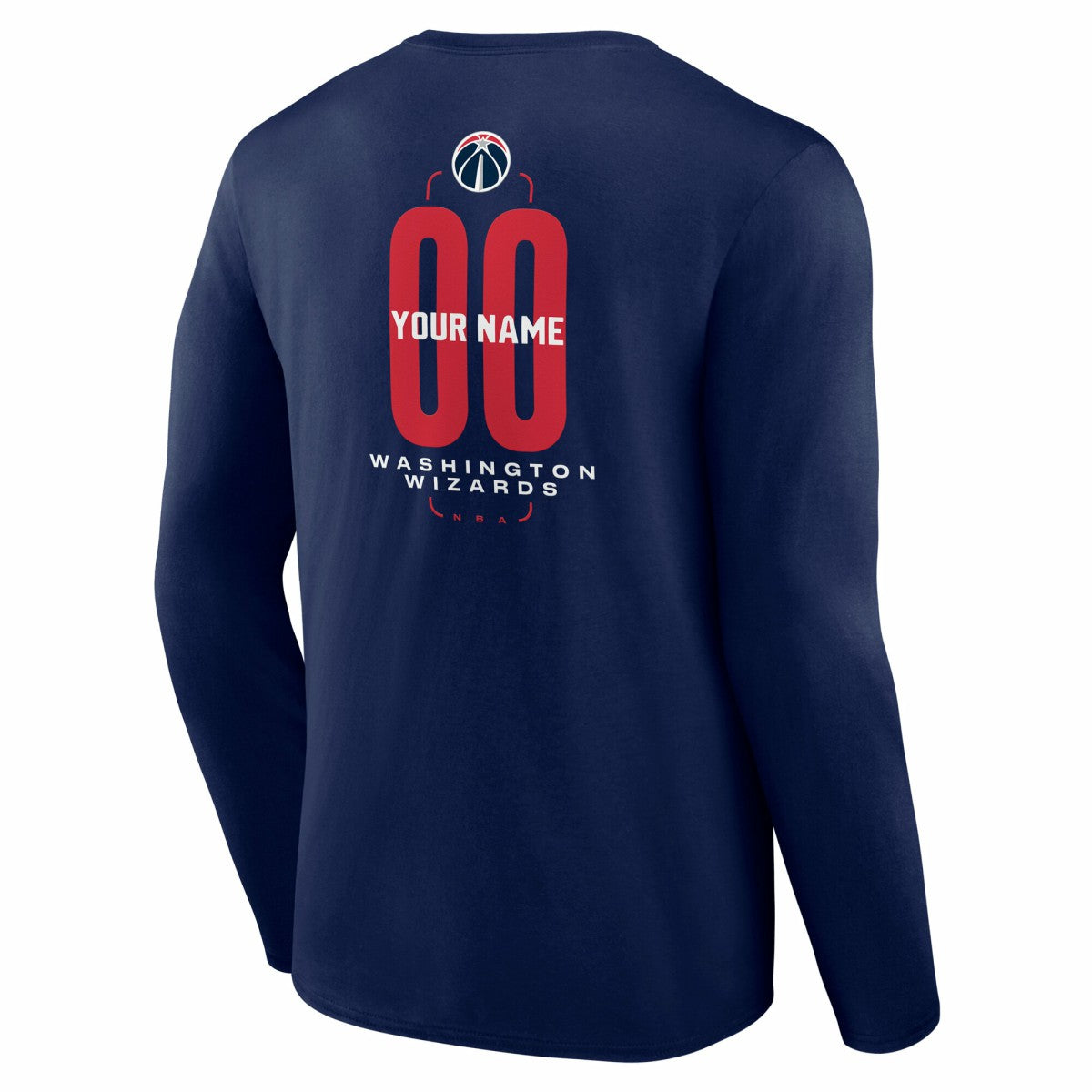 NBA - Washington Wizards Center Court Name & Number Custom Long Sleeve T-Shirt - Navy
