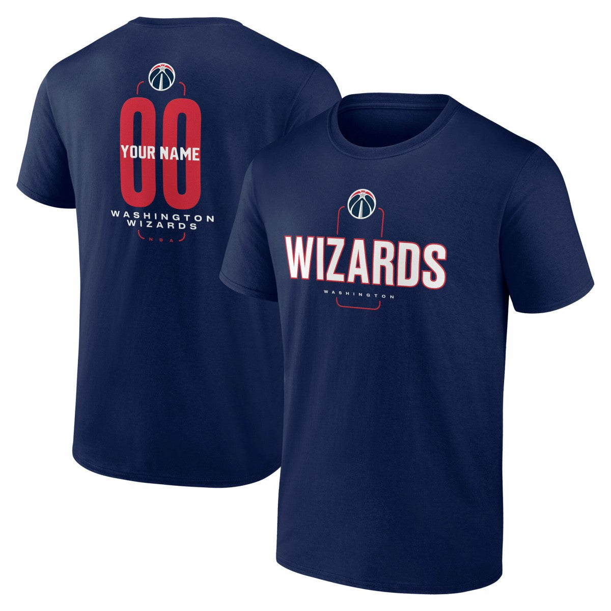 NBA - Washington Wizards Center Court Name & Number Custom T-Shirt - Navy