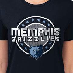 NBA - Memphis Grizzlies G-III 4Her by Carl Banks Women's Super-Slim Lightweight Pinstripe Circle Graphic T-Shirt - Navy