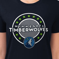 NBA - Minnesota Timberwolves G-III 4Her by Carl Banks Women's Super-Slim Lightweight Pinstripe Circle Graphic T-Shirt - Navy