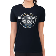 NBA - New Orleans Pelicans G-III 4Her by Carl Banks Women's Super-Slim Lightweight Pinstripe Circle Graphic T-Shirt - Navy