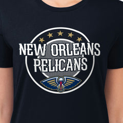 NBA - New Orleans Pelicans G-III 4Her by Carl Banks Women's Super-Slim Lightweight Pinstripe Circle Graphic T-Shirt - Navy