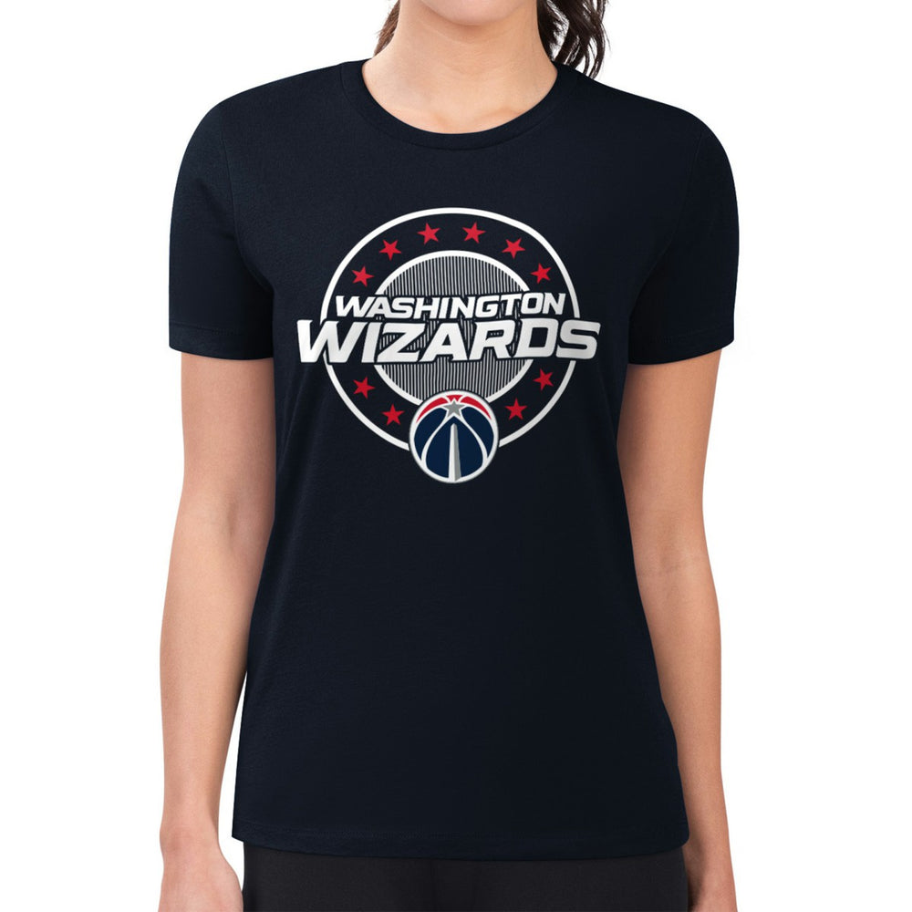 NBA - Washington Wizards G-III 4Her by Carl Banks Women's Super-Slim Lightweight Pinstripe Circle Graphic T-Shirt - Navy