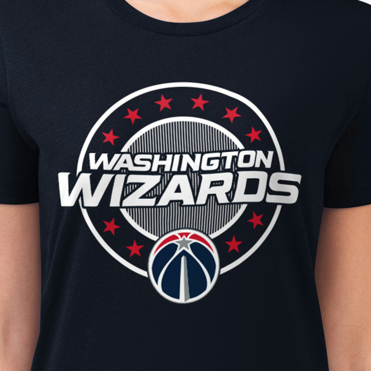 NBA - Washington Wizards G-III 4Her by Carl Banks Women's Super-Slim Lightweight Pinstripe Circle Graphic T-Shirt - Navy