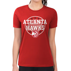 NBA - Atlanta Hawks G-III 4Her by Carl Banks Women's Super-Slim Lightweight Pinstripe Circle Graphic T-Shirt - Red