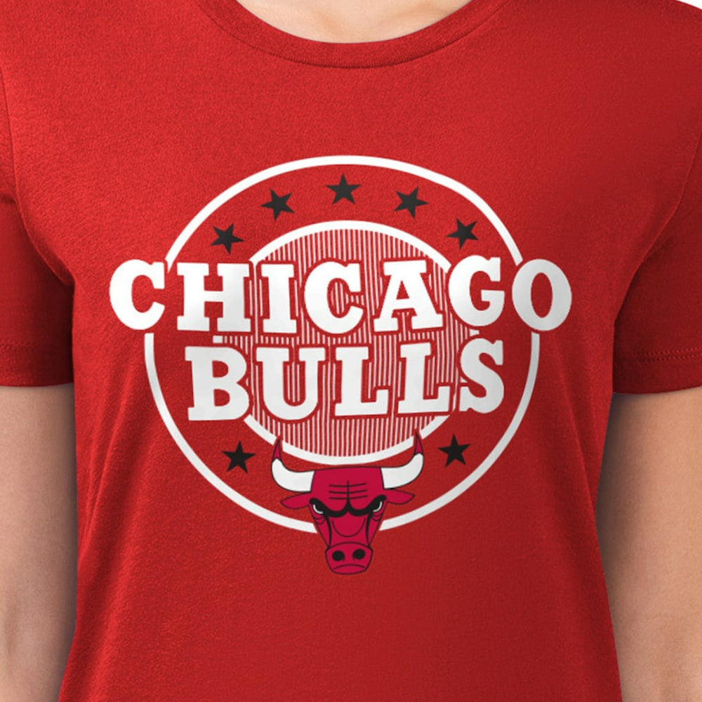 NBA - Chicago Bulls G-III 4Her by Carl Banks Women's Super-Slim Lightweight Pinstripe Circle Graphic T-Shirt - Red