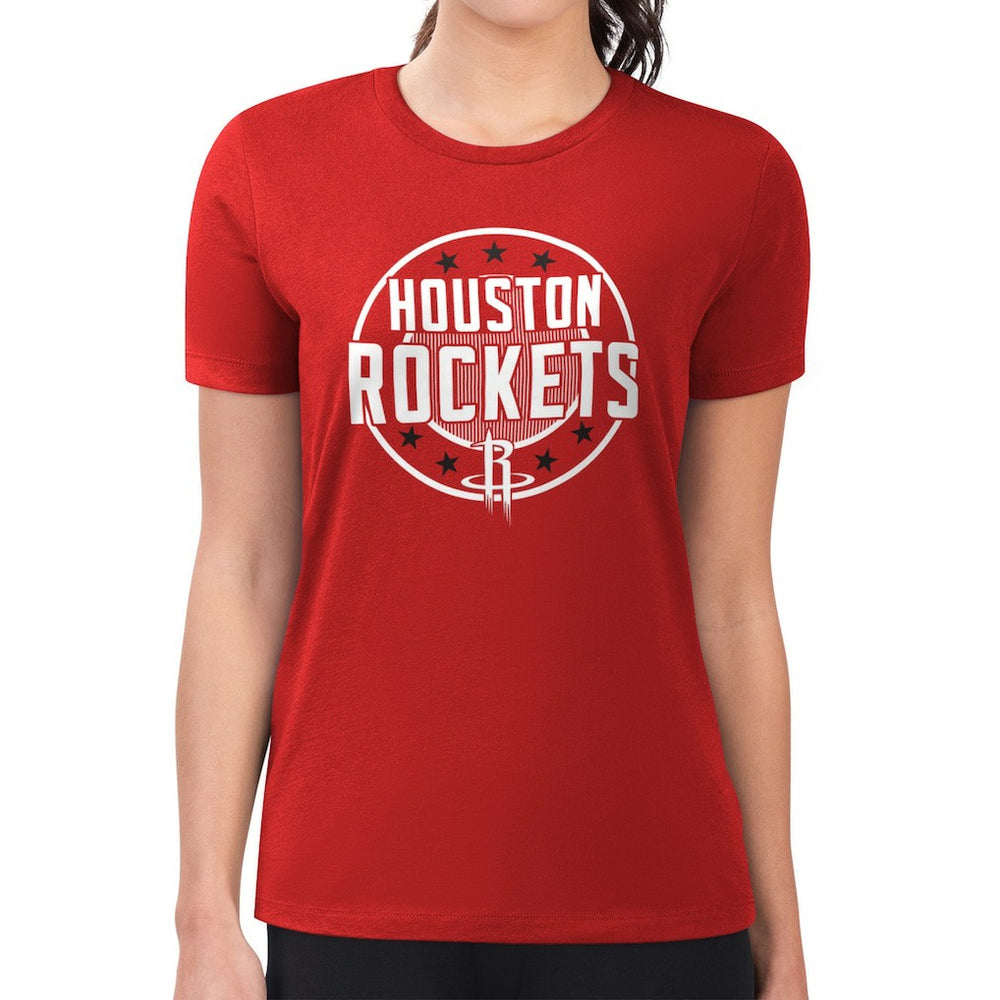 NBA - Houston Rockets G-III 4Her by Carl Banks Women's Super-Slim Lightweight Pinstripe Circle Graphic T-Shirt - Red