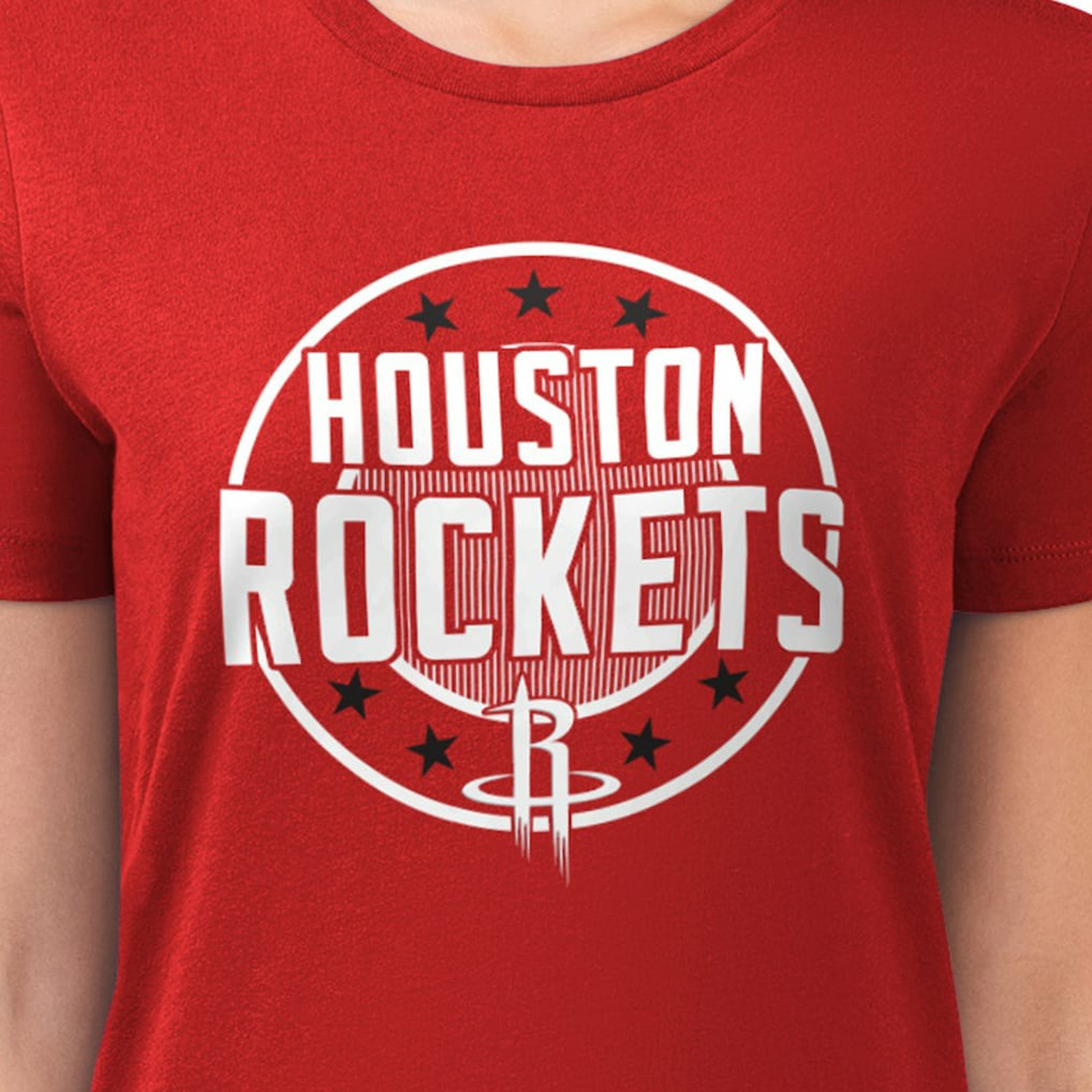 NBA - Houston Rockets G-III 4Her by Carl Banks Women's Super-Slim Lightweight Pinstripe Circle Graphic T-Shirt - Red