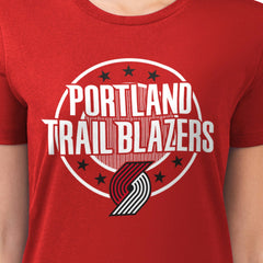 NBA - Portland Trail Blazers G-III 4Her by Carl Banks Women's Super-Slim Lightweight Pinstripe Circle Graphic T-Shirt - Red