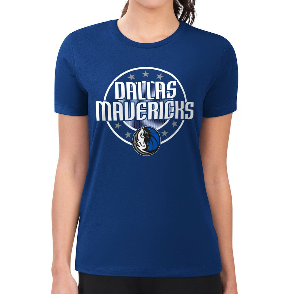 NBA - Dallas Mavericks G-III 4Her by Carl Banks Women's Super-Slim Lightweight Pinstripe Circle Graphic T-Shirt - Blue